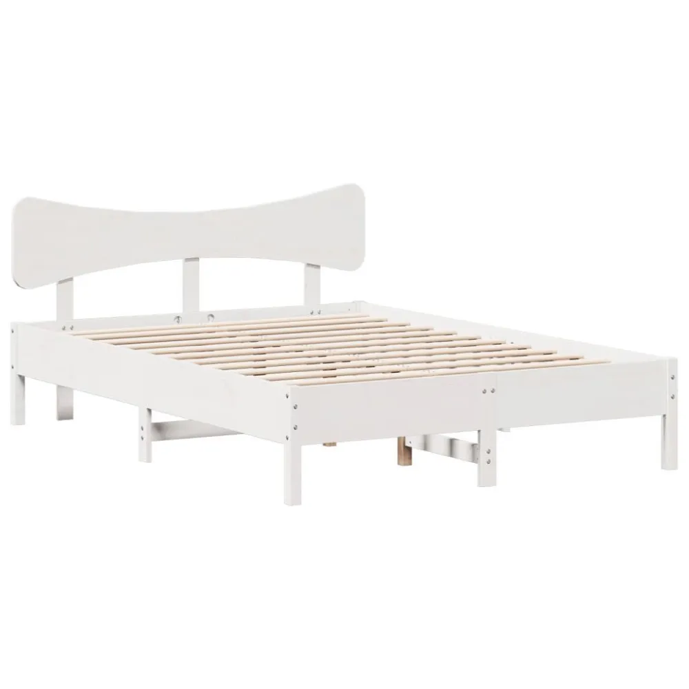 Certificado Anti-Alérgico Cama sem colchão 140x190 cm madeira de pinho maciç branco
