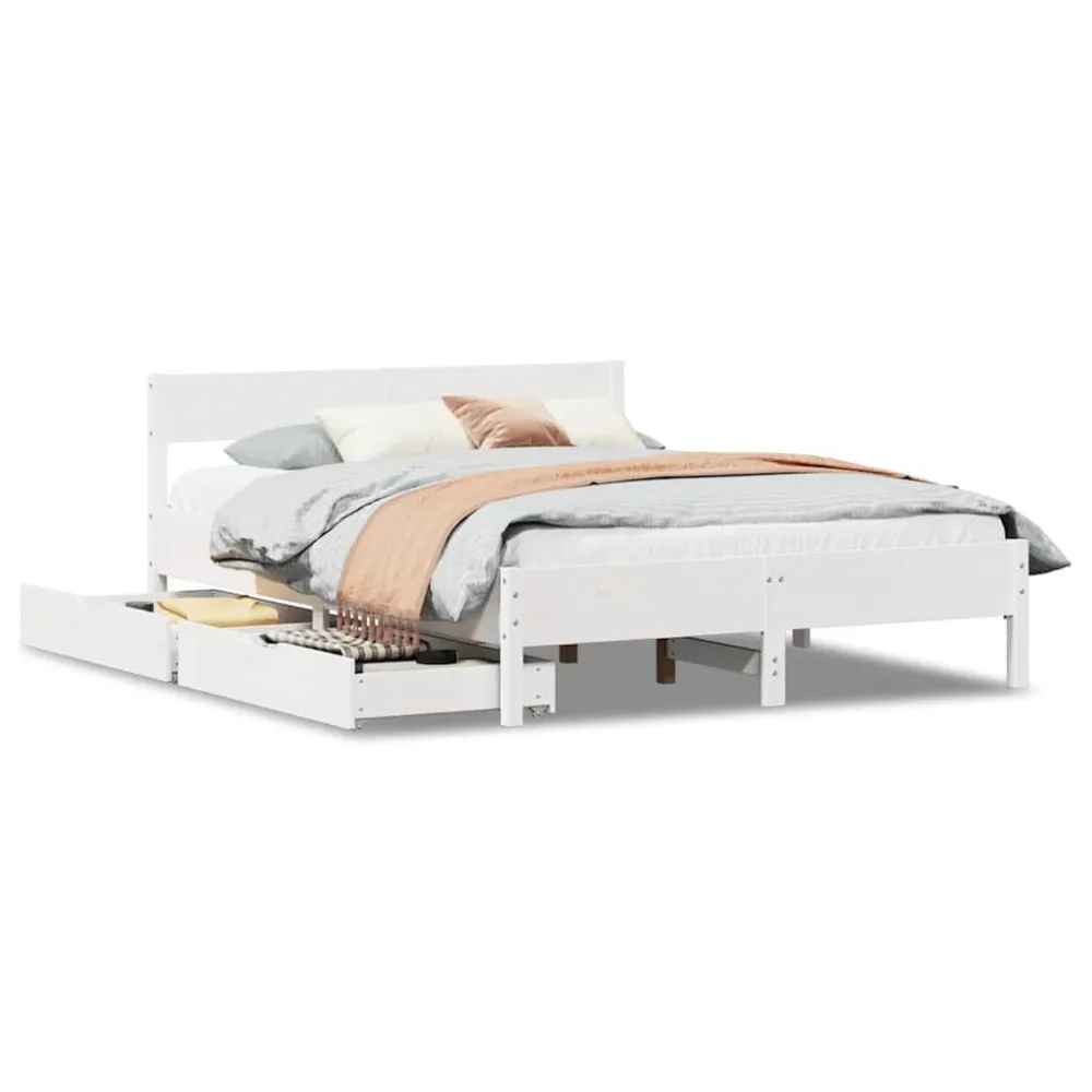 Certificado Anti-Alérgico Cama sem colchão 140x200 cm madeira de pinho maciç branco