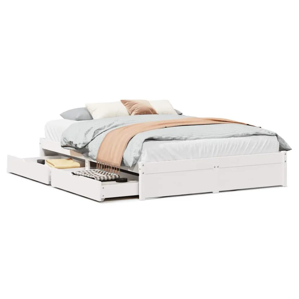 Certificado Anti-Alérgico Cama sem colchão 150x200 cm madeira de pinho maciç branco