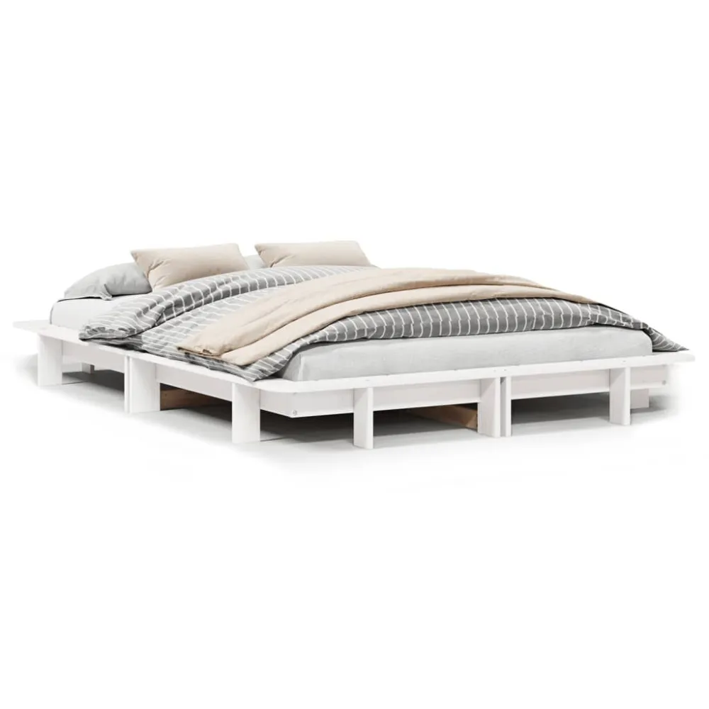 Certificado Anti-Alérgico Cama sem colchão 150x200 cm madeira de pinho maciç branco