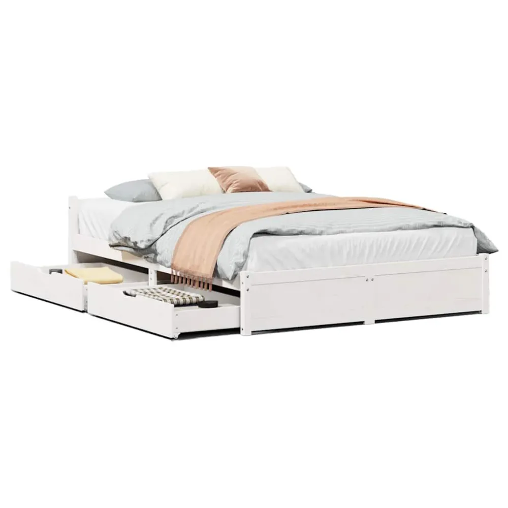 Certificado Anti-Alérgico Cama sem colchão 150x200 cm madeira de pinho maciç branco