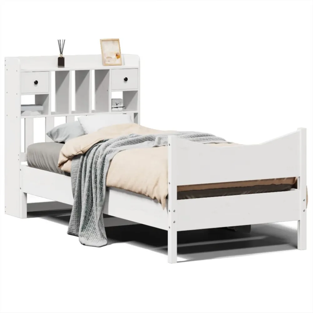 Certificado Anti-Alérgico Cama sem colchão 90x190 cm madeira de pinho maciç branco