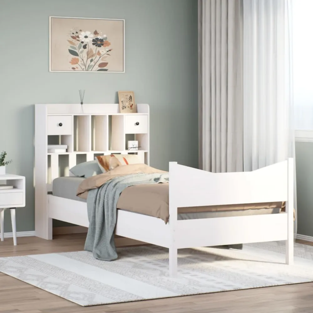 Certificado Anti-Alérgico Cama sem colchão 90x190 cm madeira de pinho maciç branco