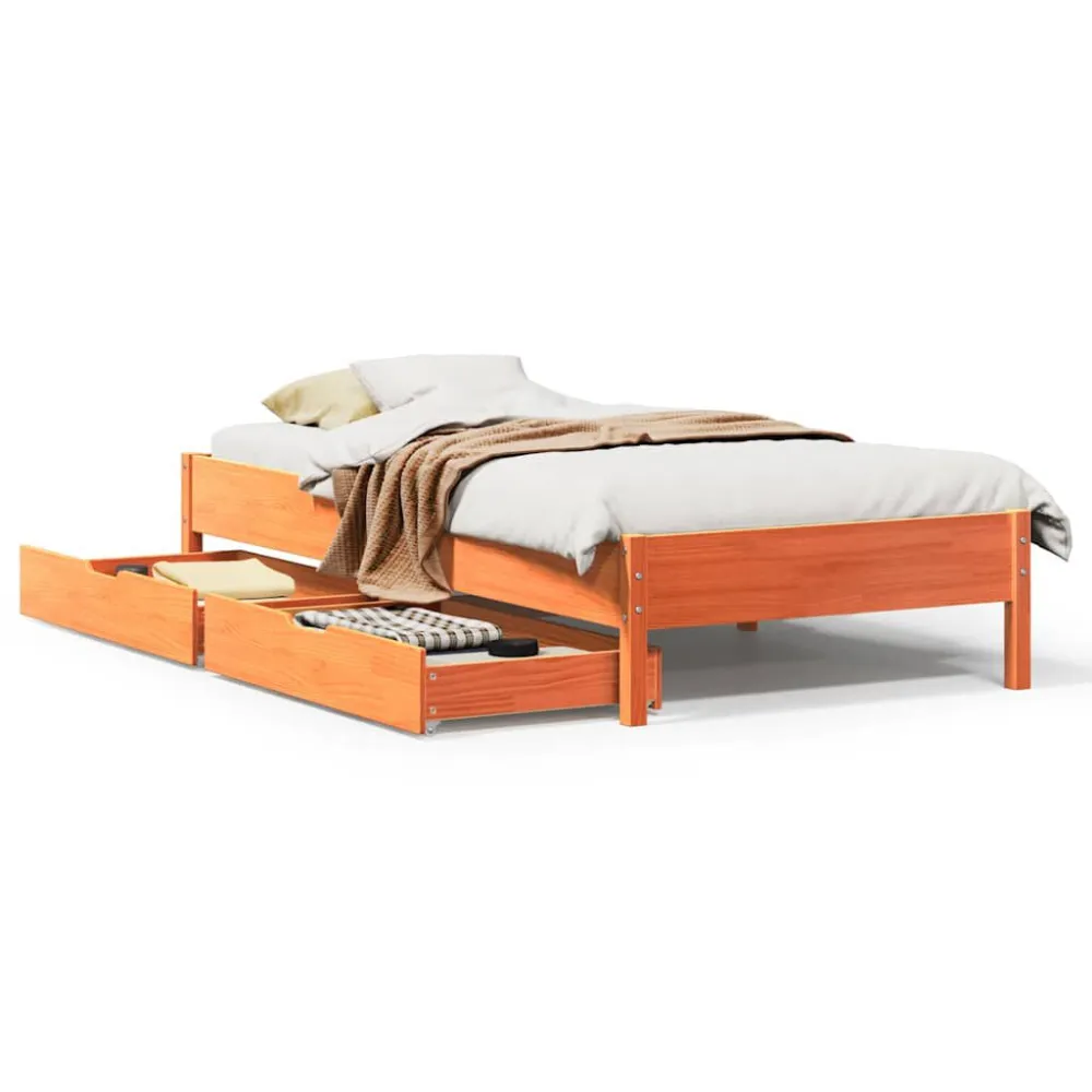 Certificado Anti-Alérgico Cama sem colchão 90x200 cm pinho maciço castanho-mel