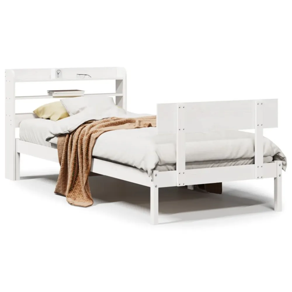 Certificado Anti-Alérgico Cama sem colchão 90x200 cm madeira de pinho maciç branco