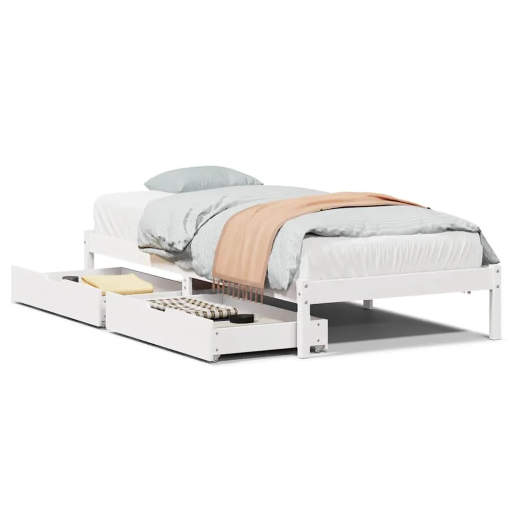 Certificado Anti-Alérgico Cama sem colchão 90x200 cm madeira de pinho maciç branco