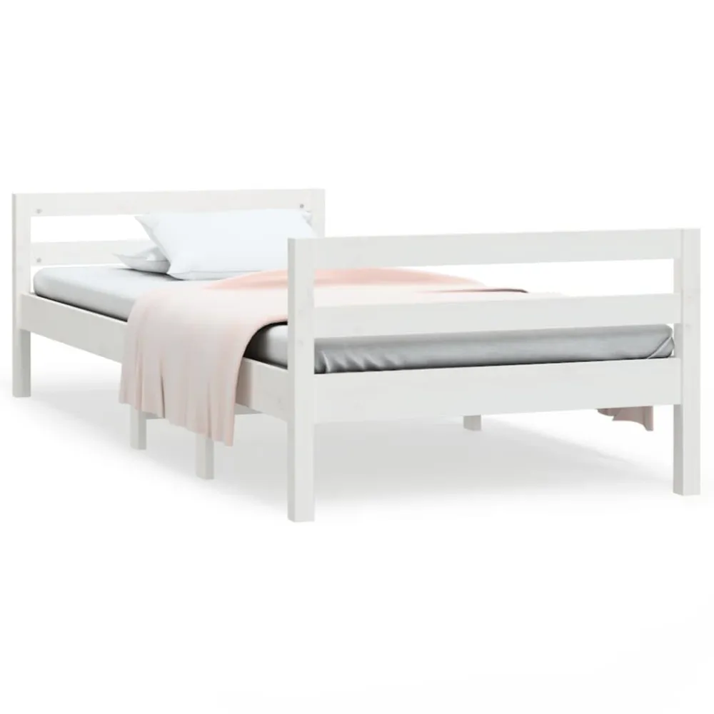 Certificado Anti-Alérgico Cama sem colchão 90x200 cm madeira de pinho maciç branco