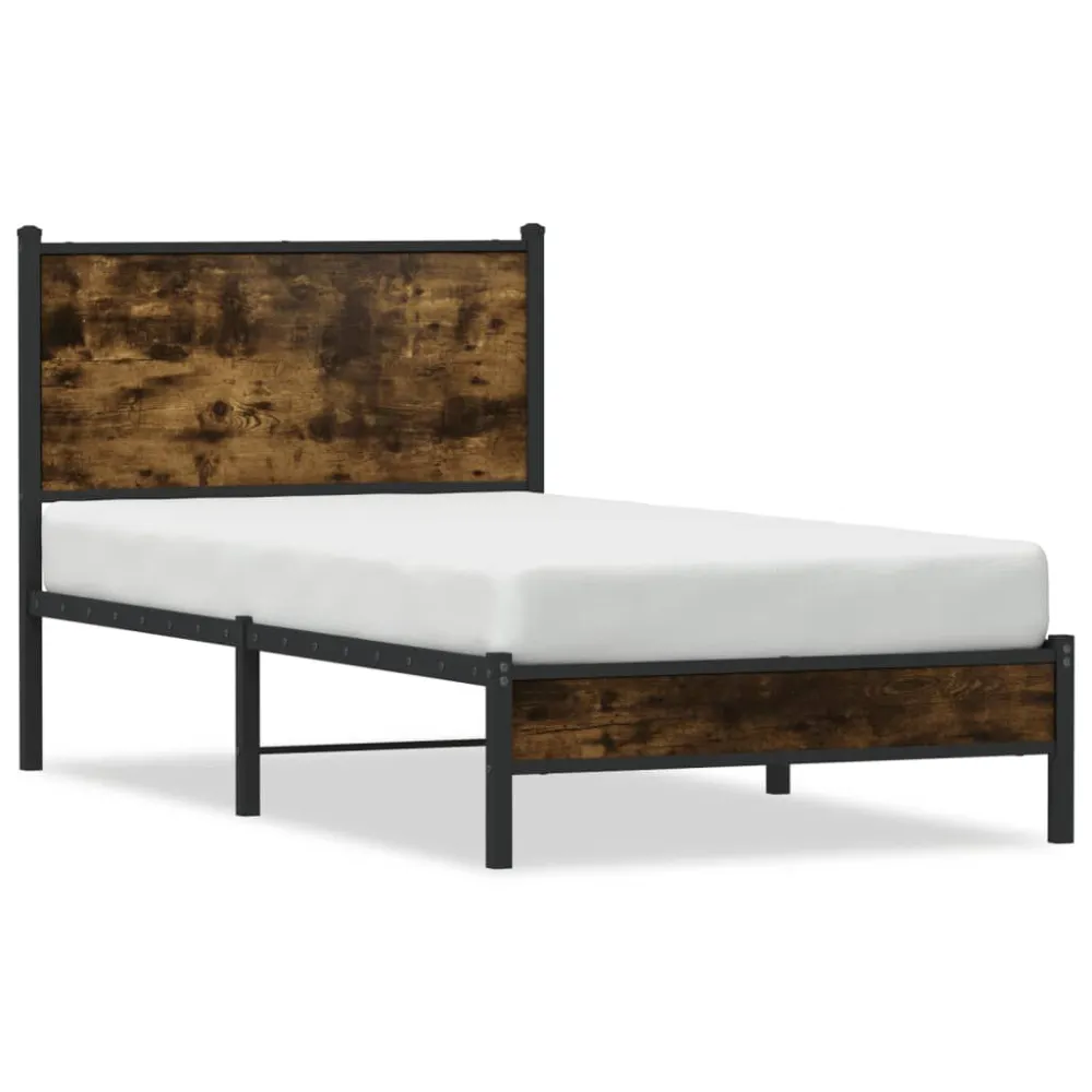 Certificado Anti-Alérgico Estrutura de cama sem colchão 90x200 cm metálico carvalho fumado