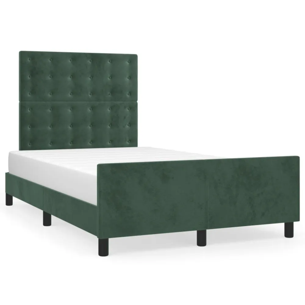 Certificado Anti-Alérgico Estrutura de cama sem colchão 120x200 cm veludo verde-escuro