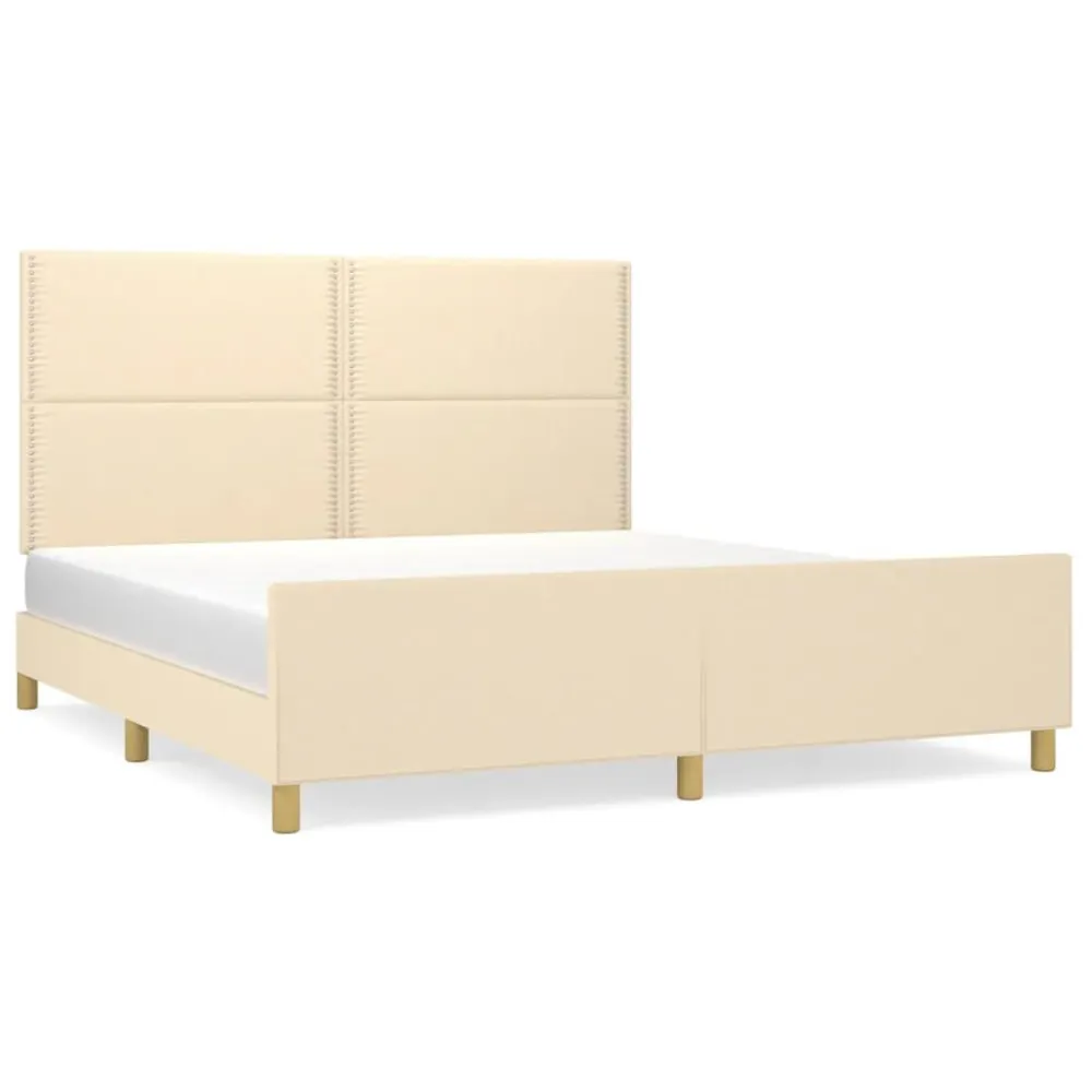 Certificado Anti-Alérgico Estrutura de cama sem colchão 180x200 cm tecido cor creme