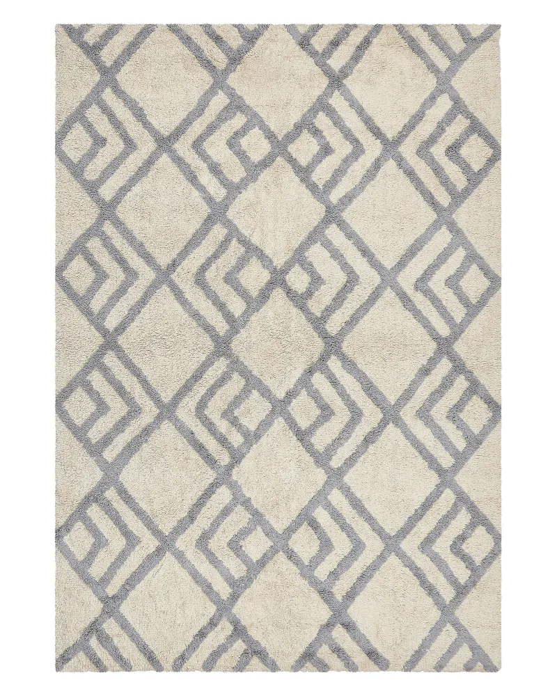 Cotton Area Rug 140 x 200 cm Beige and Grey NEVSEHIR