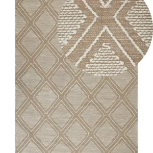 Cotton Area Rug 140 x 200 cm Beige and White KACEM
