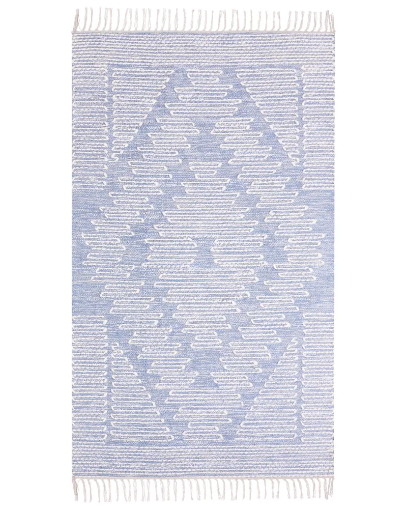 Cotton Area Rug 80 x 150 cm Blue and White ANSAR