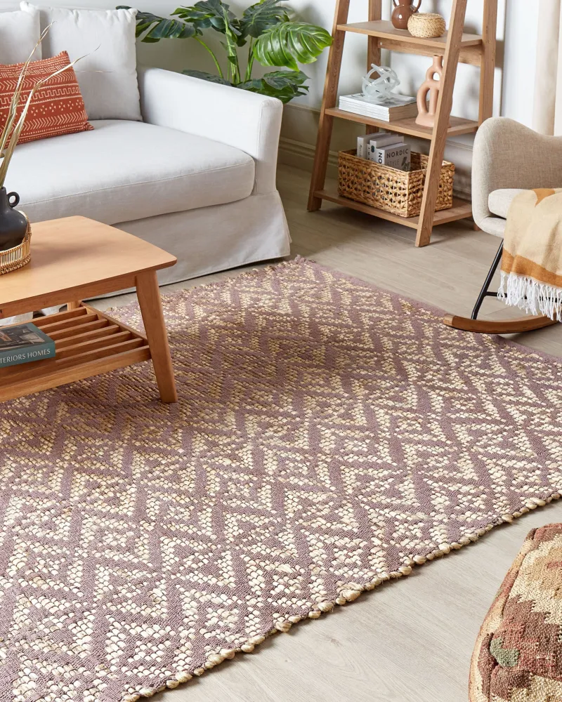 Cotton Area Rug 160 x 230 cm Beige and Pink GERZE