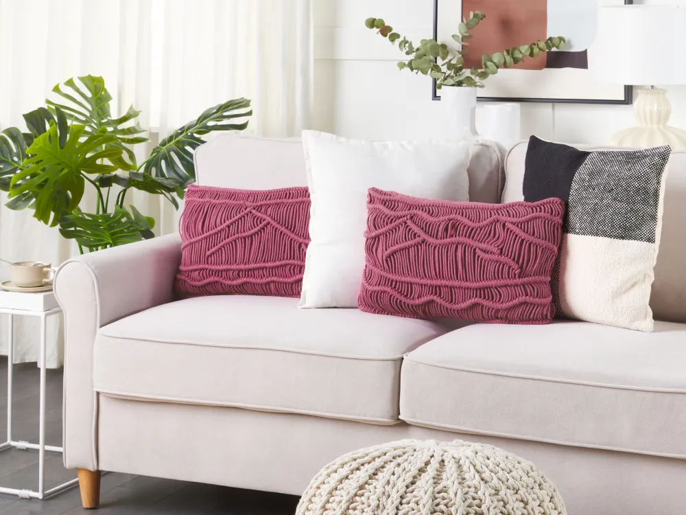 Cotton Cushion Macrame 30 x 50 cm Flamingo KIRIS