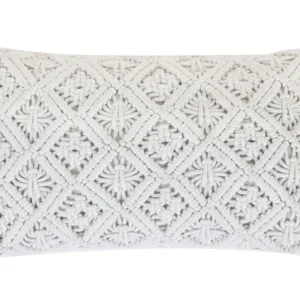 Cotton Cushion Macrame 30 x 50 cm White ALATEPE