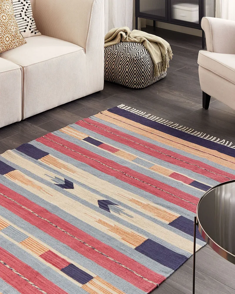 Cotton Kilim Area Rug 140 x 200 cm Multicolour GANDZAK