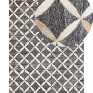 Cowhide Area Rug 140 x 200 cm Grey and Cor creme GENC