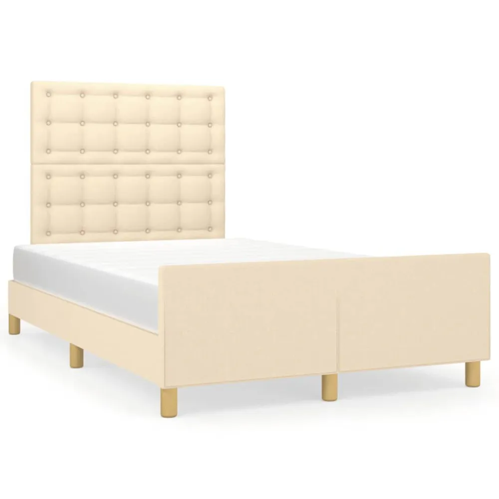 Estrutura de cama sem colchão 120x200 cm tecido cor creme Tamanho Queen Size