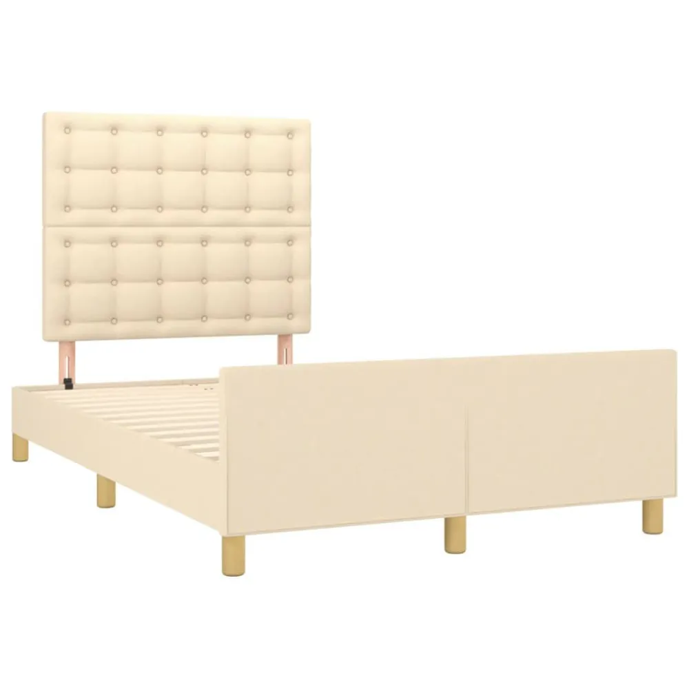 Estrutura de cama sem colchão 120x200 cm tecido cor creme Tamanho Queen Size