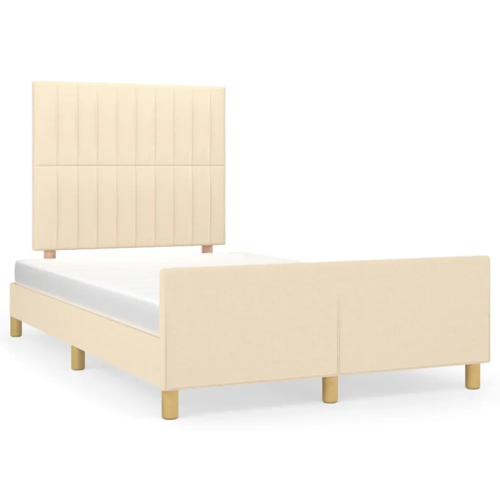 Estrutura de cama sem colchão 120x200 cm tecido cor creme em Tecido Resistente