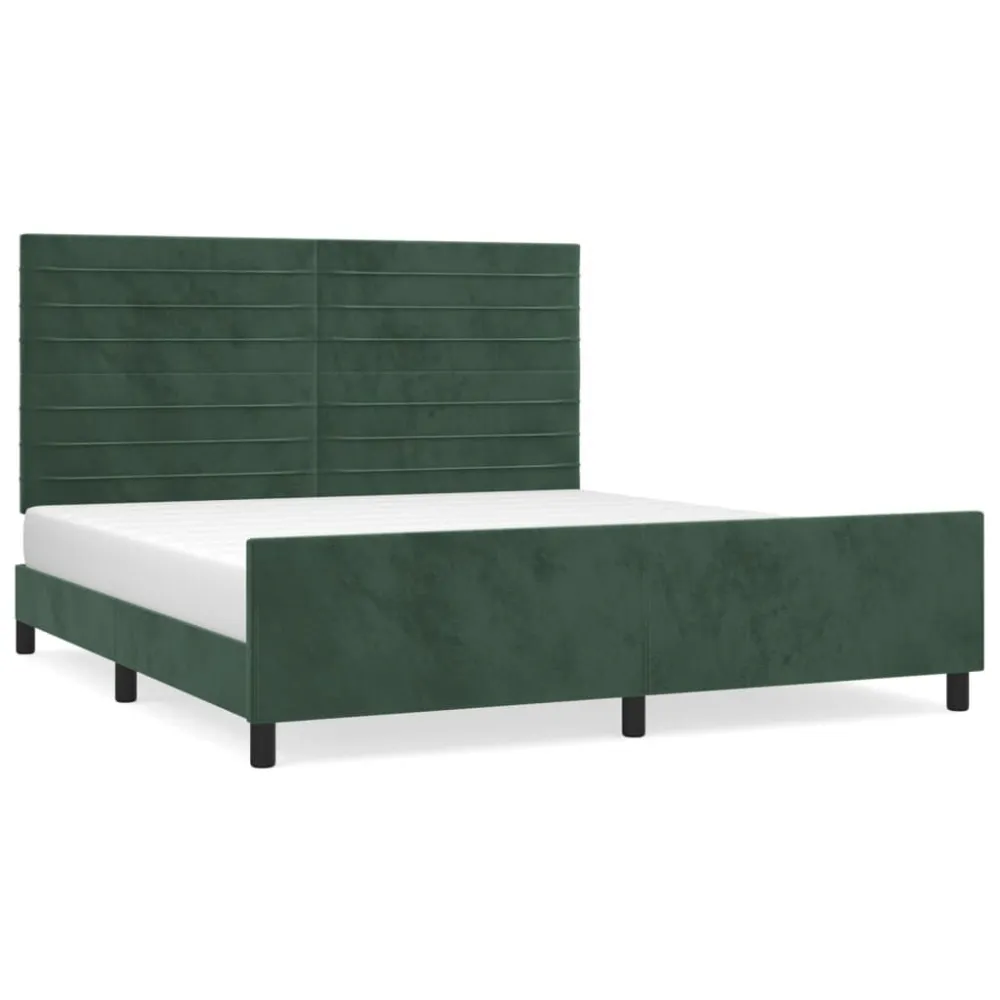 Estrutura de cama sem colchão 160x200 cm veludo verde-escuro com Bomba Elétrica Inclusa