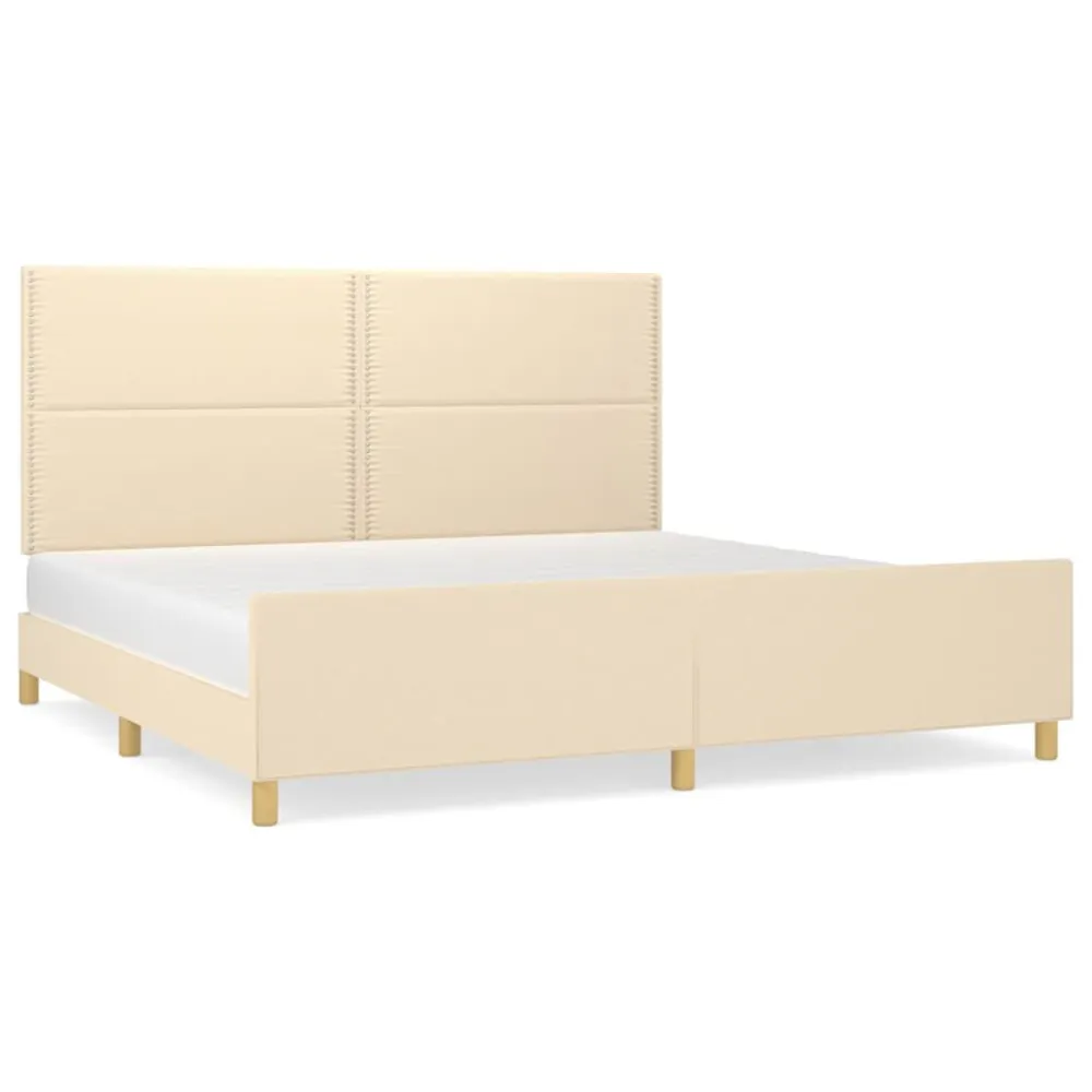 Estrutura de cama sem colchão 200x200 cm tecido cor creme para Festas do Pijama