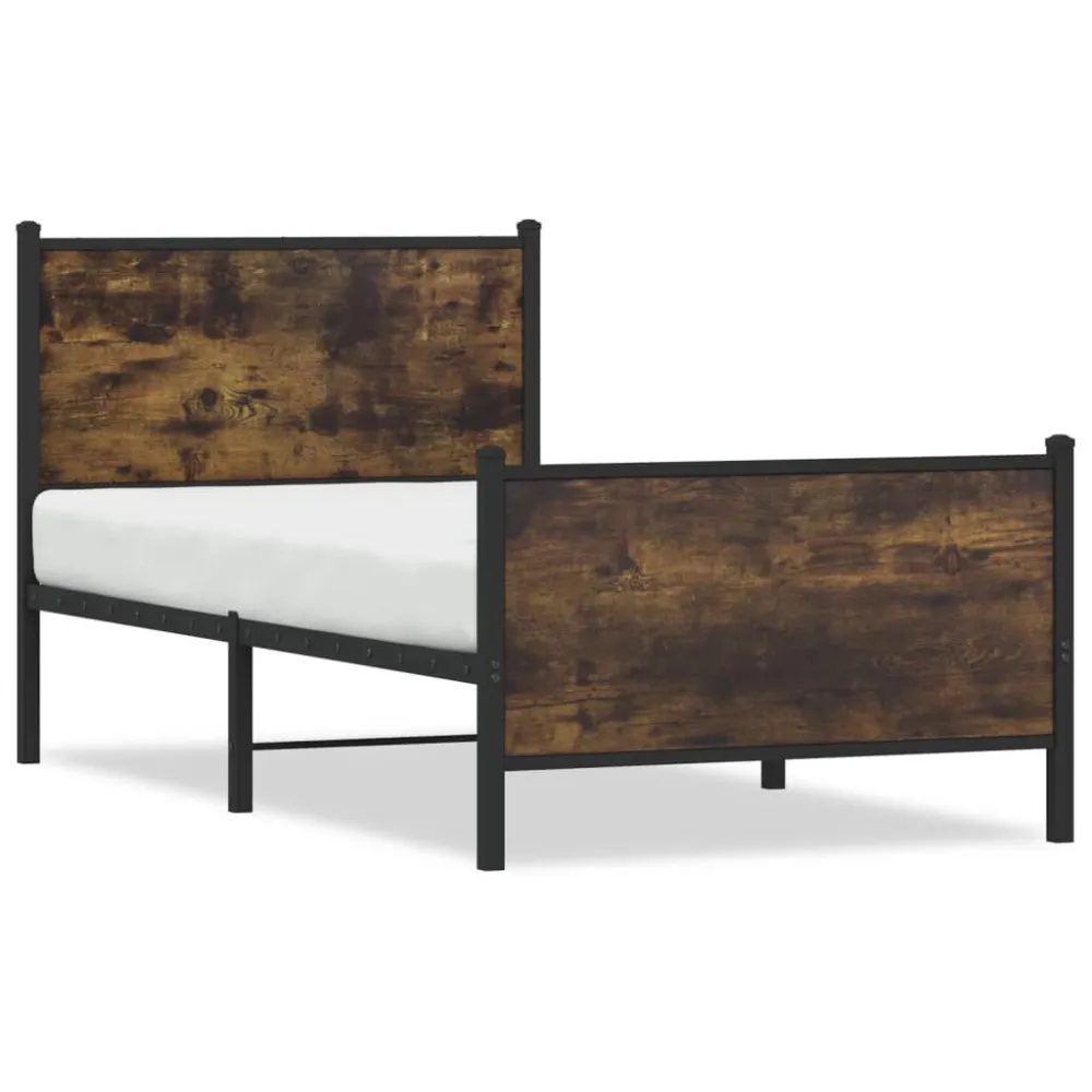 Estrutura de cama sem colchão 90x200 cm metálico carvalho fumado