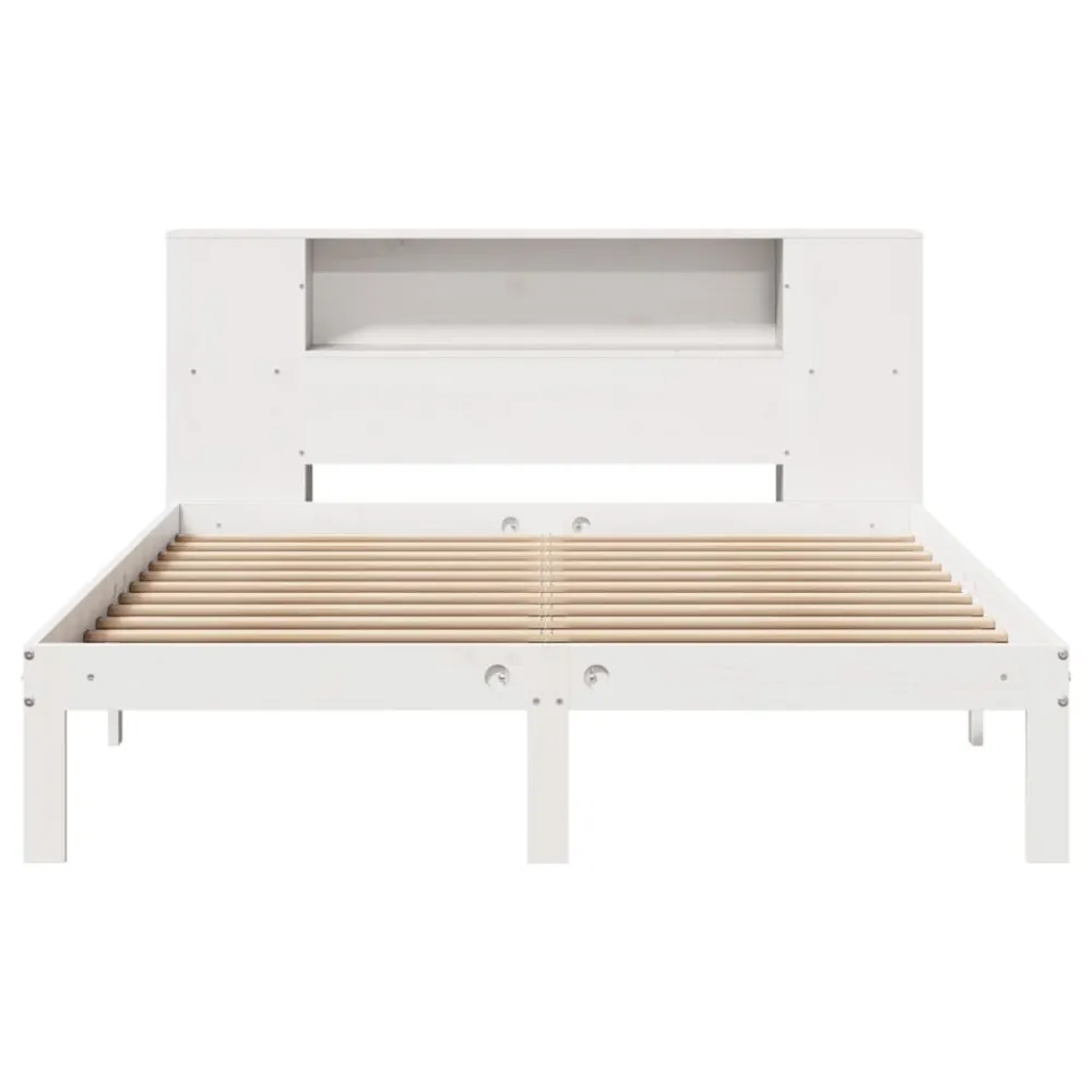 Premium Impermeável Cama com estante sem colchão 135x190 cm pinho maciço branco