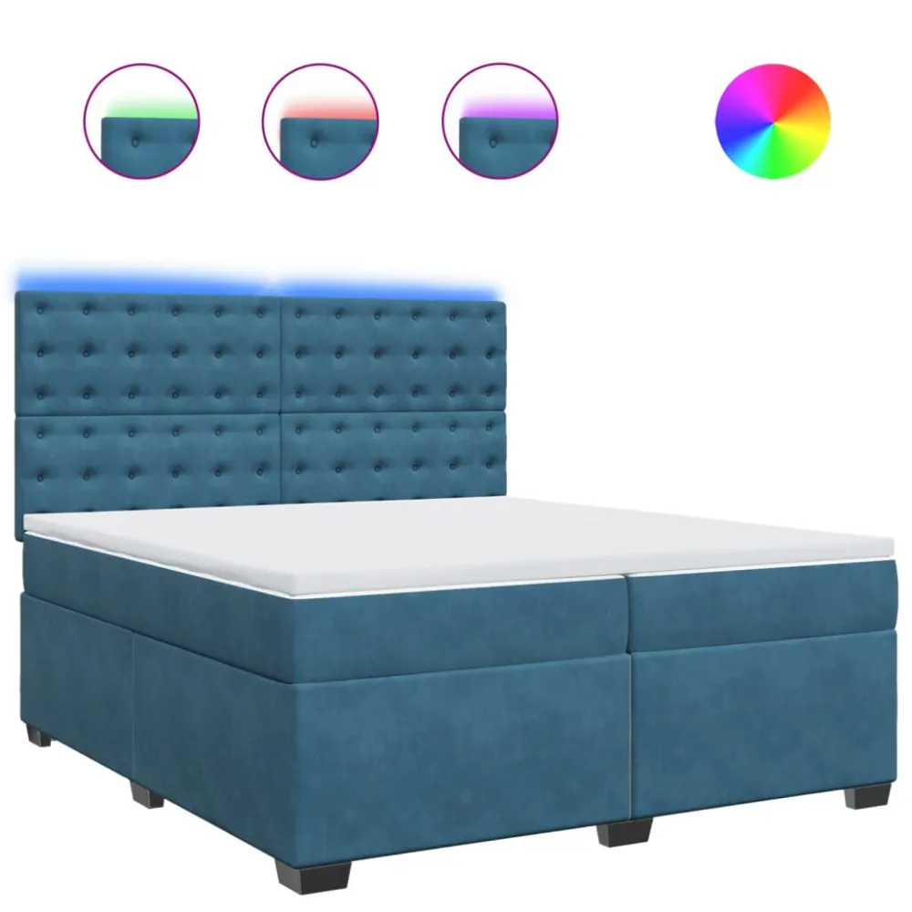 Premium Impermeável Cama com molasemcolchão 200x200 cm veludo azul