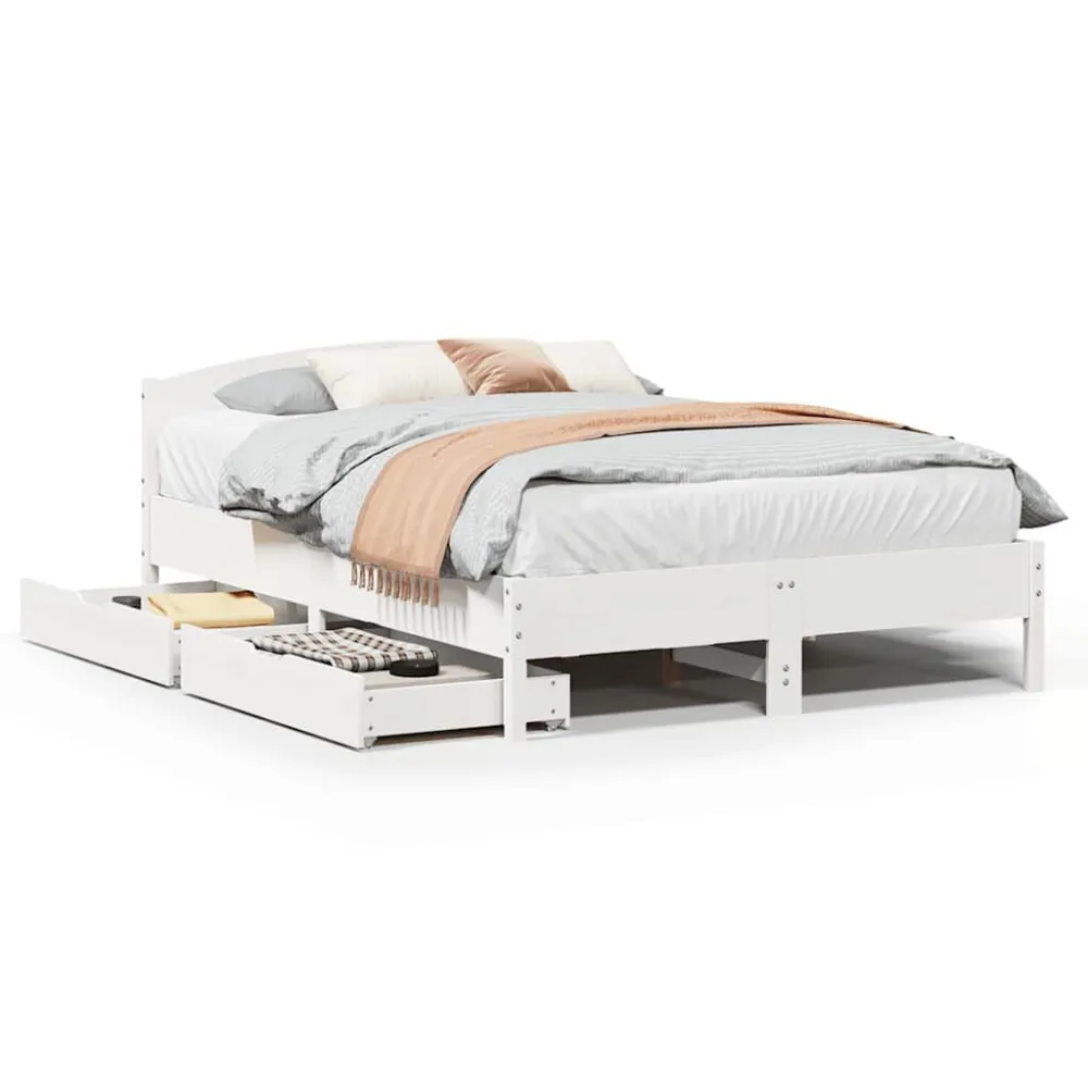 Premium Impermeável Cama sem colchão 140x200 cm madeira de pinho maciç branco