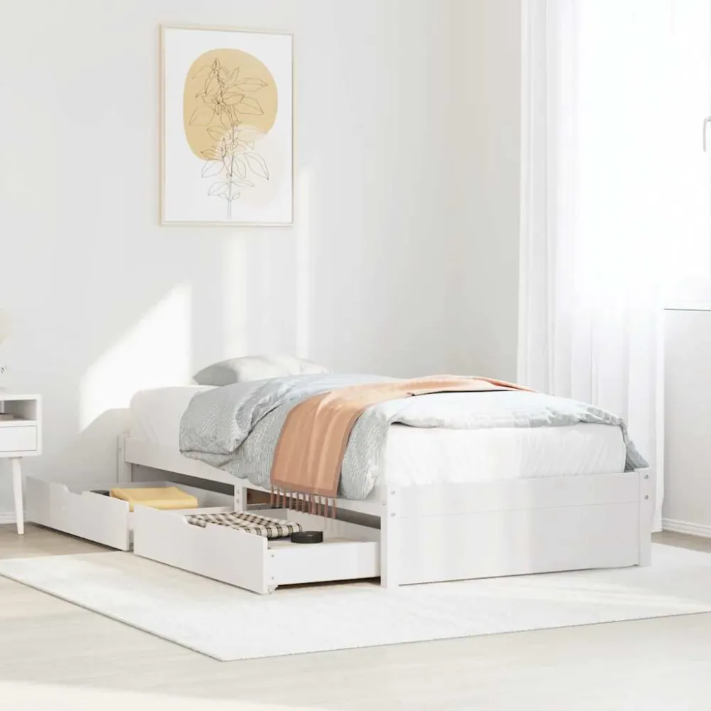 Premium Impermeável Cama sem colchão 90x190 cm madeira de pinho maciç branco