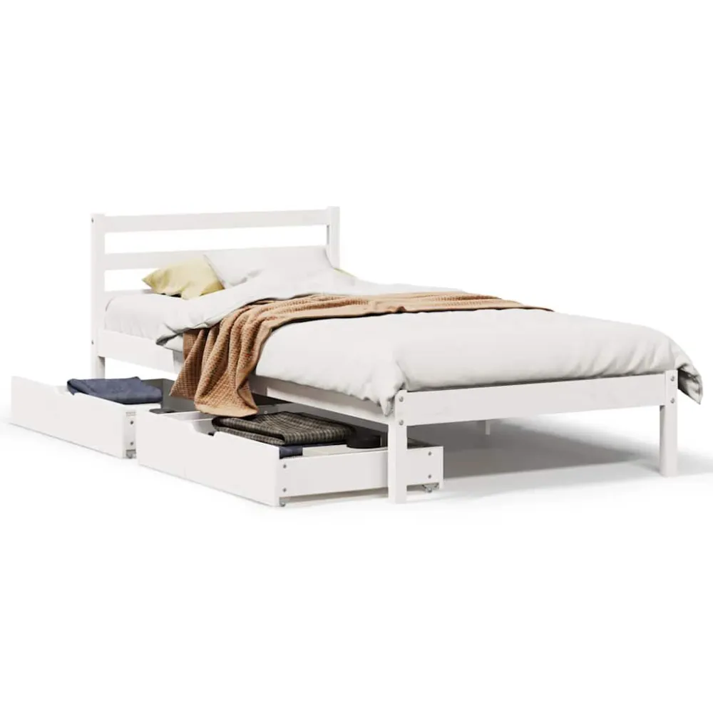 Premium Impermeável Cama sem colchão 90x190 cm madeira de pinho maciç branco