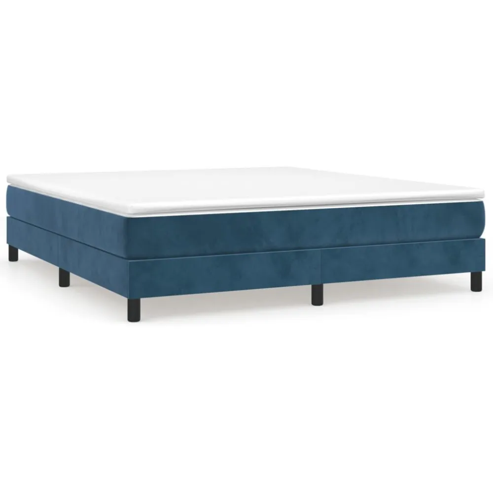 Premium Impermeável Estrutura de cama sem colchão 160x200 cm veludo azul-escuro