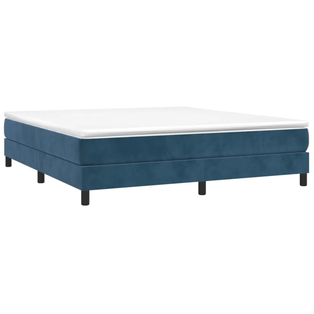 Premium Impermeável Estrutura de cama sem colchão 160x200 cm veludo azul-escuro
