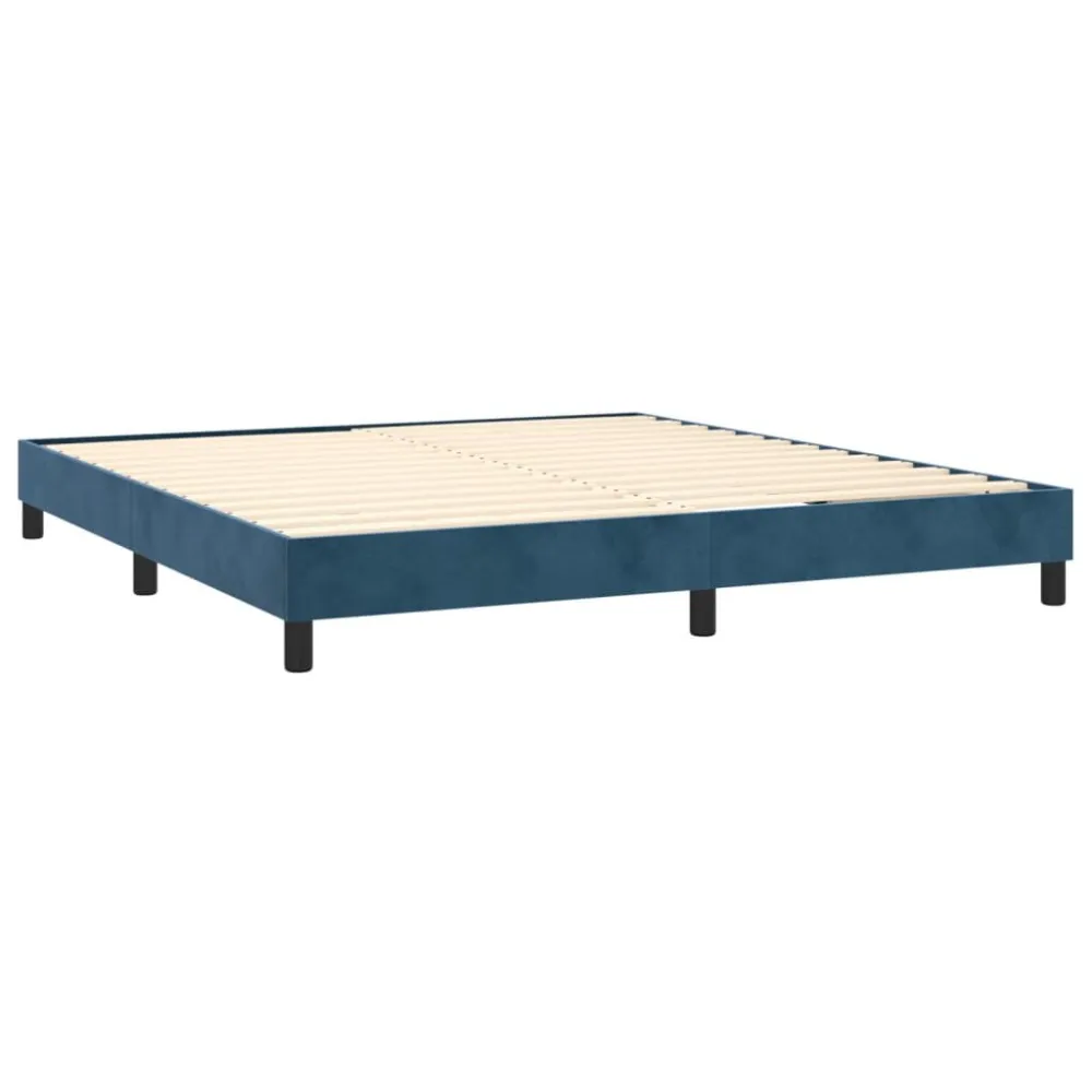Premium Impermeável Estrutura de cama sem colchão 160x200 cm veludo azul-escuro