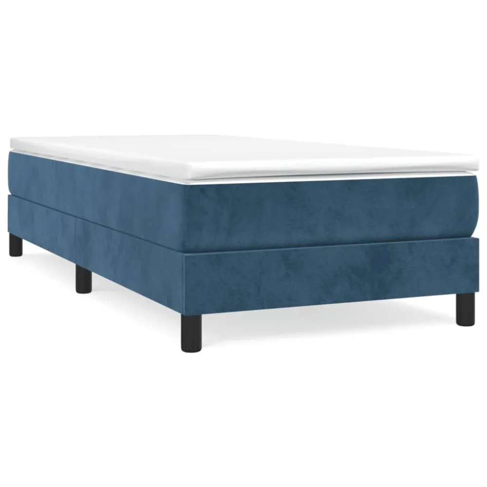Premium Impermeável Estrutura de cama sem colchão 90x200 cm veludo azul-escuro