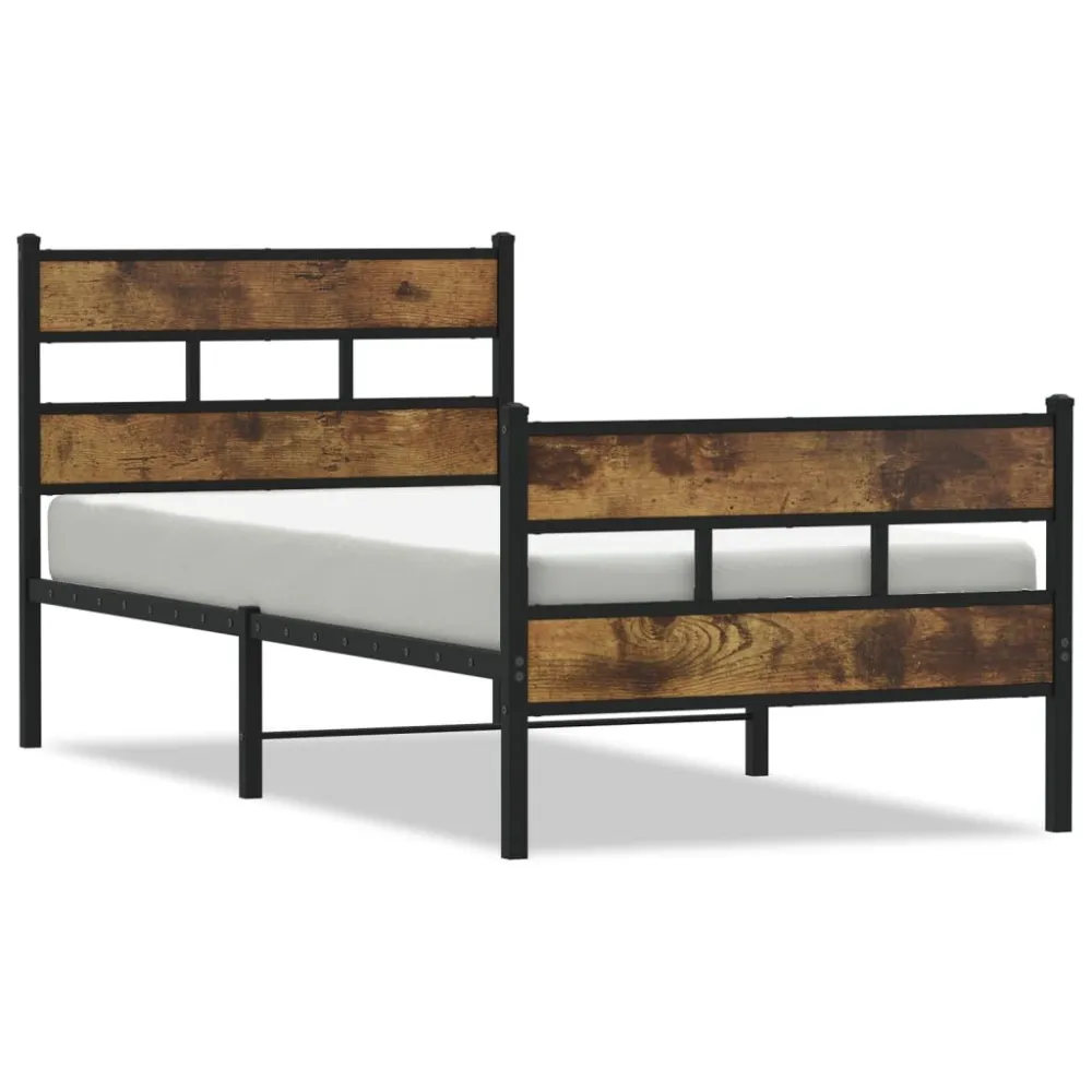 Premium Impermeável Estrutura de cama sem colchão 90x200 cm metálico carvalho fumado