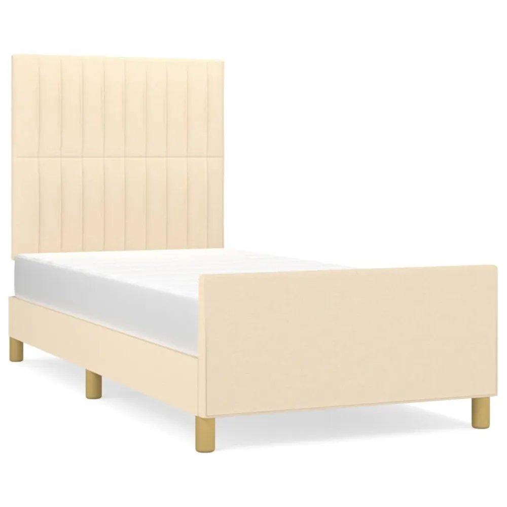 Premium Impermeável Estrutura de cama sem colchão 90x190 cm tecido creme