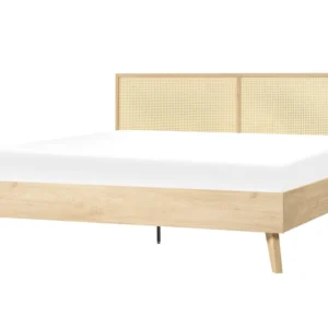 Rattan EU Super King Size Bed Light Wood MONPAZIER