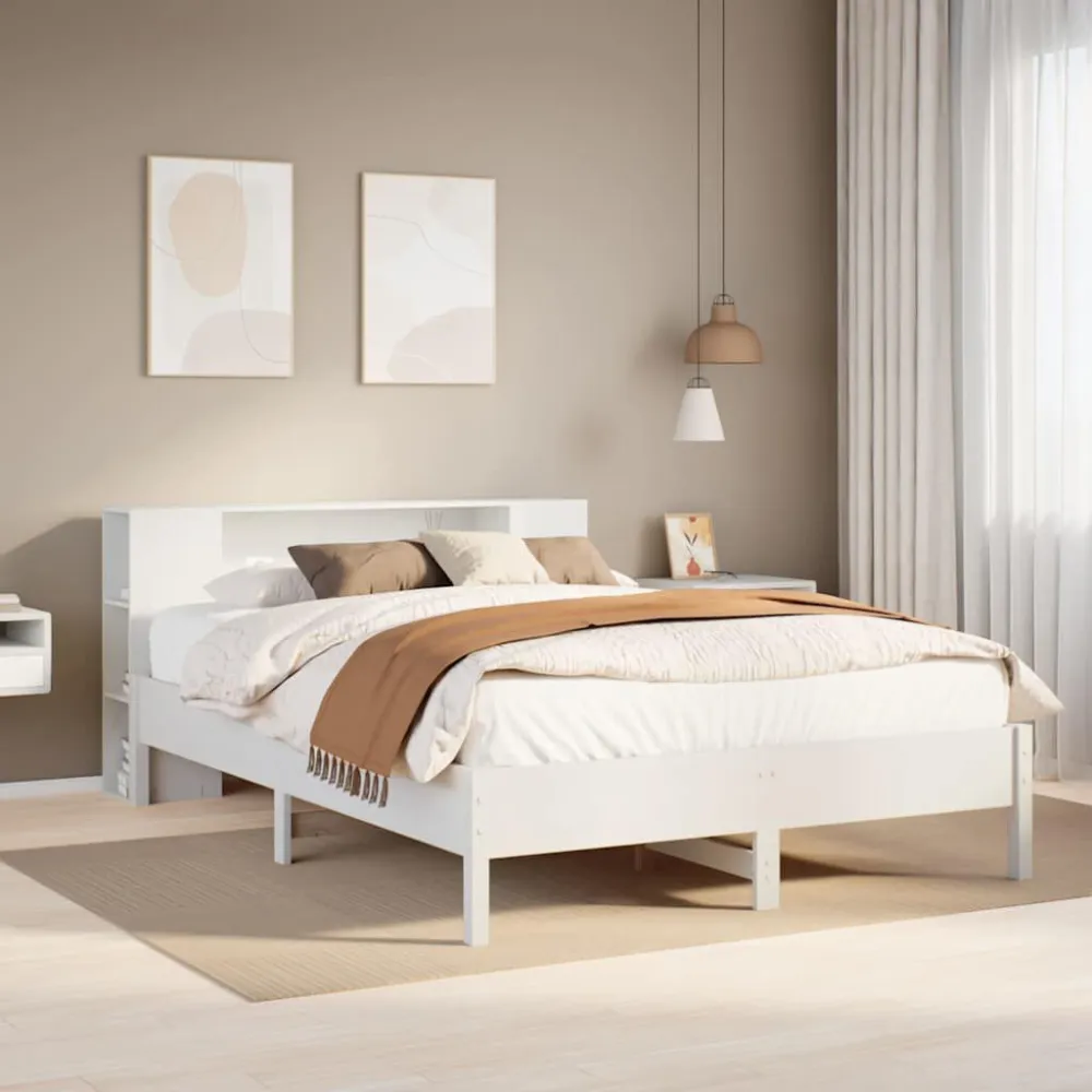Saco de Dormir Inflável Cama com estante sem colchão 135x190 cm pinho maciço branco
