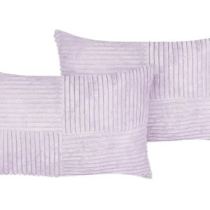 Set 2 Corduroy Cushions 47 x 27 cm Violet MILLET