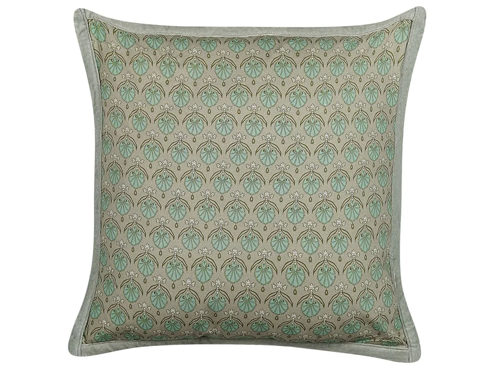 Set 2 Cotton Cushions Leaf Pattern 45 x 45 cm Jade PICTUS