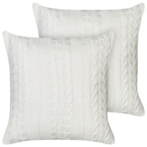 Set 2 Cotton Cushions White CADETIA