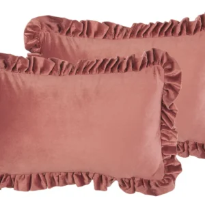 Set 2 Pelúcia Cushions Ruffles 30 x 50 cm Pink KALANCHOE