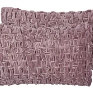 Set 2 Velvet Pleated Cushions 30 x 50 cm Violet CHIRITA
