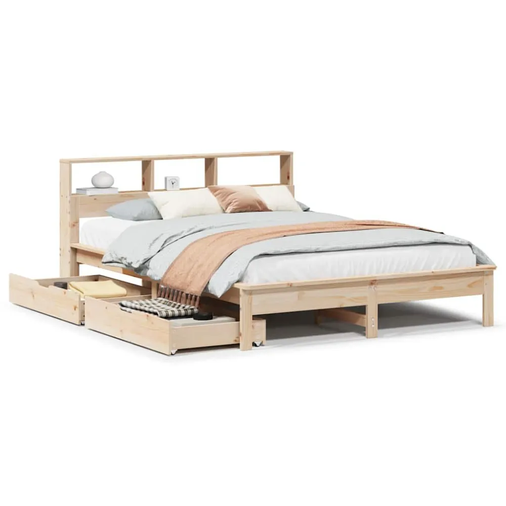 Tecnologia de Inflação Rápida Cama com estante sem colchão 135x190 cm pinho maciço