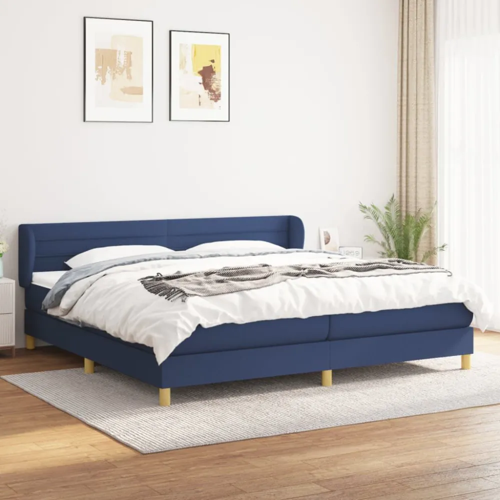 Tecnologia de Inflação Rápida Cama com molasemcolchão 200x200 cm tecido azul