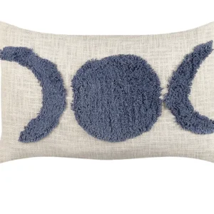 Tufted Cotton Cushion Tassels 35 x 55 cm Cor creme and Blue LUPINUS