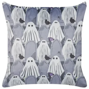 Velvet Cushion Ghost Pattern 45 x 45 cm Grey FANATE